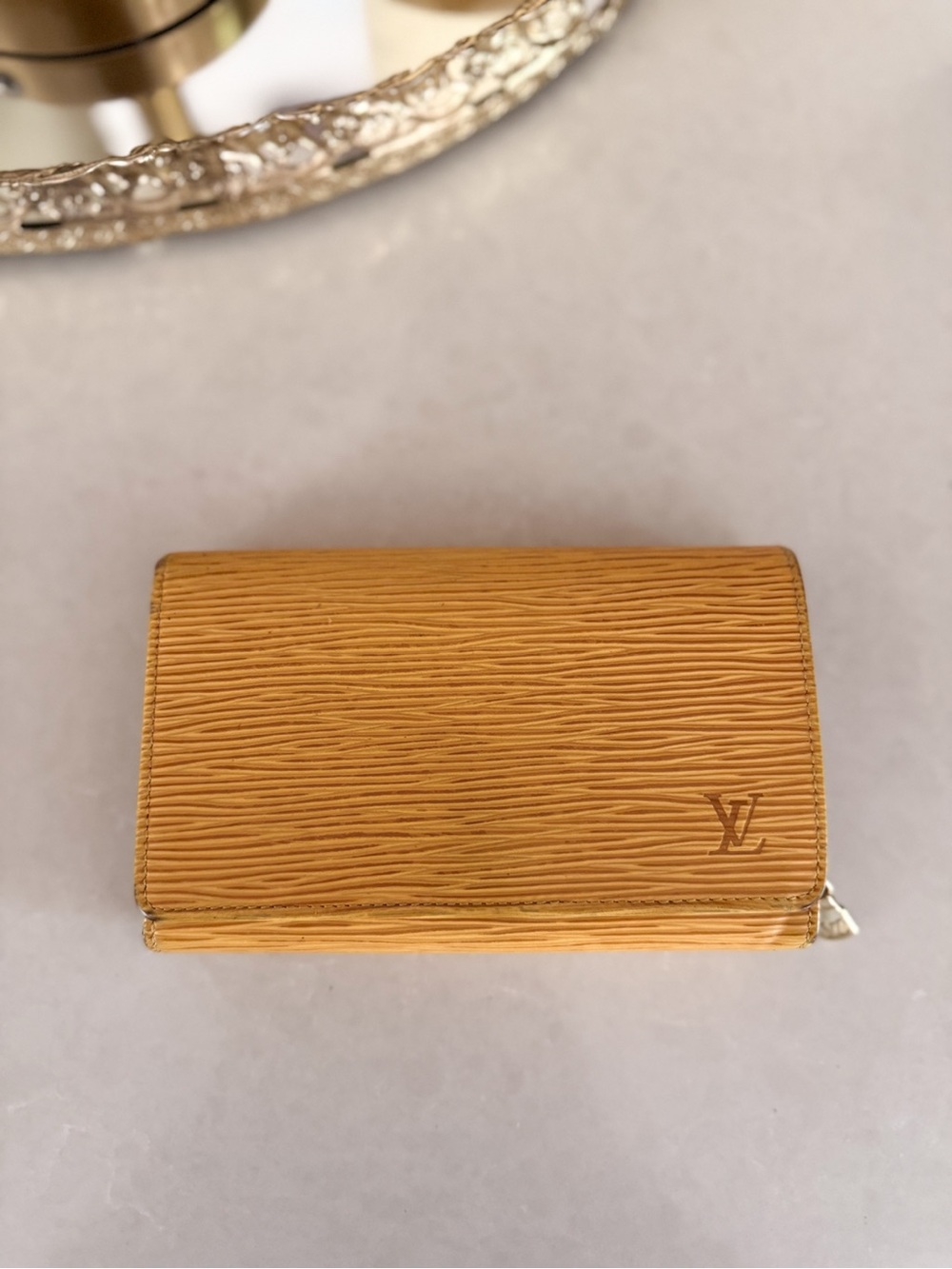 Louis Vuitton Yellow Epi Leather Small Wallet with Zip compartment